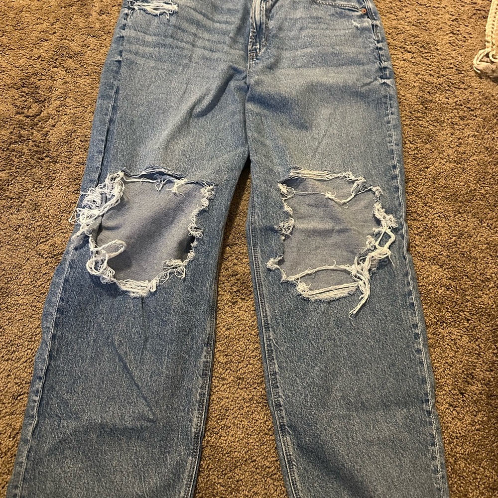 American Eagle Outfitters Blue Boyfriend Jeans Distressed Style